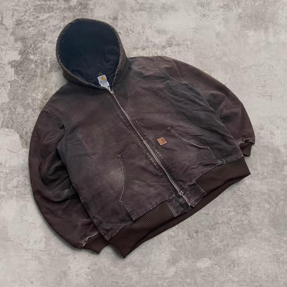 Carhartt J130 Brown Duck Canvas Jacket Quilt Lined Zip Up XL Tall Vintage 1990s